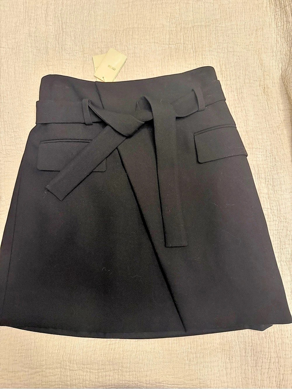 Maje Wrap Mini Skirt in Black Size 36 NWT